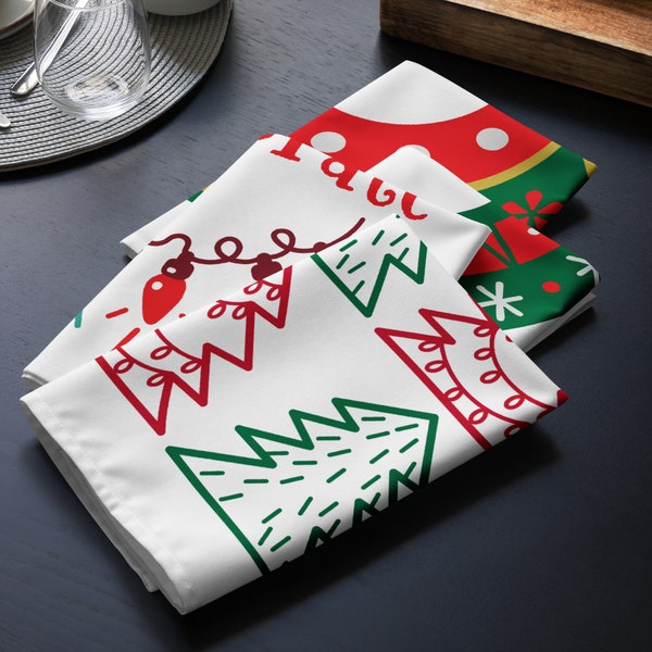 Cloth Napkin Set Christmas Holiday Themed Dinner Napkins