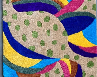 tapis tufting fait main multicolore modèle unique