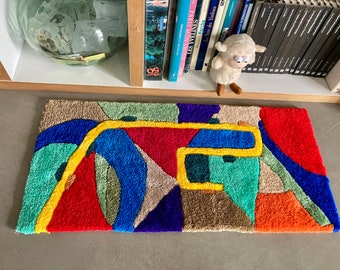 tapis multicolore original tufting fait main