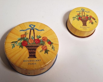 Houbigant, Algunas flores, caja de polvo antigua, París, década de 1930