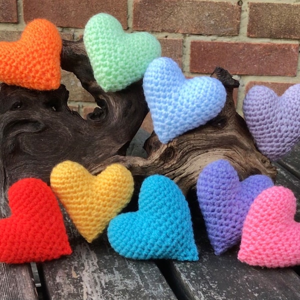 Crocheted Hearts: Pocket Hug, Valentines Gift - With or Without Keychain, Personalization available and Personalized Message Option