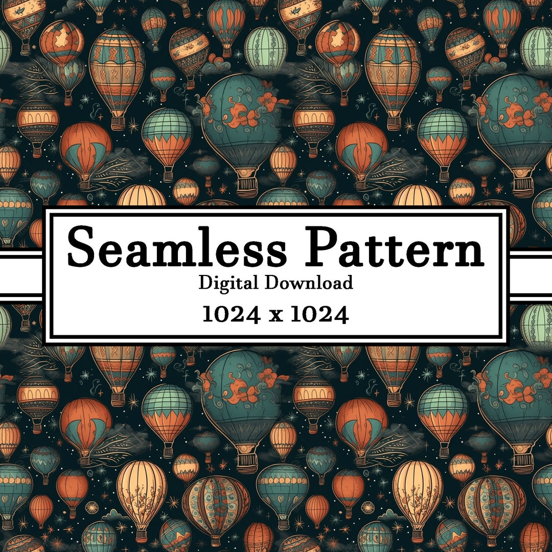 Hot Air Balloons Pattern Digital Download Seamless Background ...