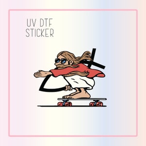 Jesus Skating | Christian Sticker | UV Dtf Cup Wrap | UV Dtf Sticker | Stickers | UV Dtf Transfer | Waterproof Sticker | Jesus Sticker