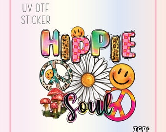 Hippie Soul UV DTF Sticker: 70's Style Cup Wrap