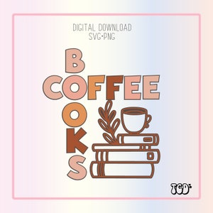 Books and Coffee Svg | Retro Book Svg | Book Lover Svg| Svg Files | UV DTF Files | Beer Glass Svg | PNG Files | Iced Coffee Glass | Book Svg