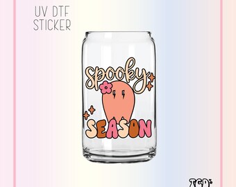 Pegatina UV DTF de temporada espeluznante: envoltura de vidrio para latas de Halloween