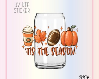 Tis the Season UV DTF Sticker: Football, Pumpkin, Fall Cup Wrap
