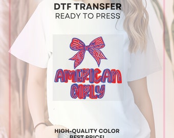 American Girly DTF Transfer | Patriotic 4th of July Heat Transfer