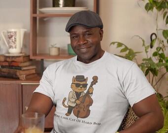 Cool Cat Jazz-tröja • Vintage kattmusikgrafik | Garmentfärgad unisex-tröja