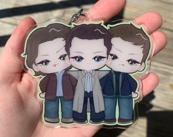 supernatural team free will - acrylic keychain