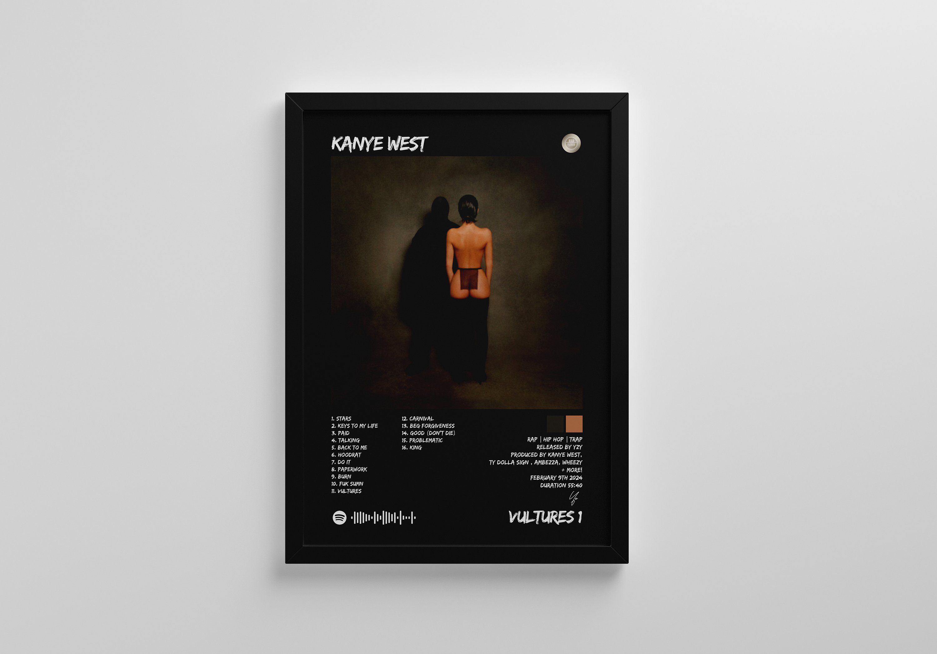 Kanye West "vultures 1" Hiphop Posters Album Cover Poster Album Cover Wall Art