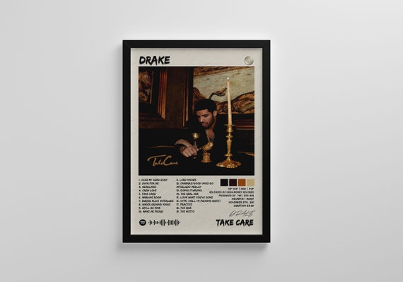 QEWRT – Poster Su Tela Copertina Album Drake ‘Take Care’, 40x60 Cm, Senza Cornice, Decorazione Murale
