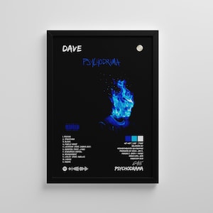 Dave | "Psychodrama" | Pôster de Dave | Pôster de capa de álbum | Arte de parede de capa de álbum | Pôsteres personalizados premium
