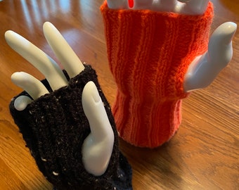 Unisex Ribbed Mitts - long