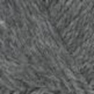 May include: Close-up of a skein of grey yarn. The yarn appears soft and textured, with visible strands and a slightly fuzzy appearance. The colour is a medium grey, suitable for various knitting or crochet projects.