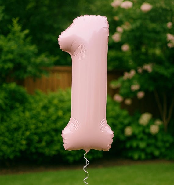 Pastel Pink Number Balloon for 1st Birthday Girl, Giant 40" inch Number 1 ONE Foil Balloon, Soft Pink, Baby Girl First Birthday Decor