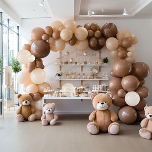 Chocolate Neutrals Balloons Arch Kit DIY, Mocha Balloons Blush White Sand Balloon Baby Shower Teddy Bear Party Birthday Party Decorations