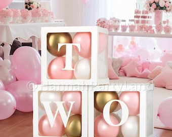2nd Birthday Decorations TWO Blocks T W O Box Balloon