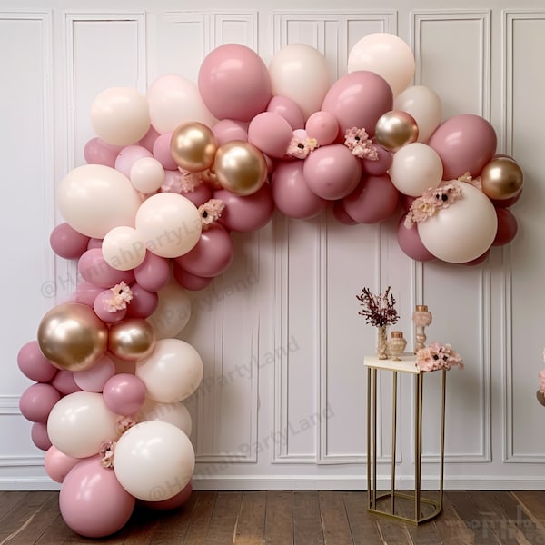 Dusty Pink Balloons Arch Kit Rosewood Gold Latex Balloon DIY Kit Baby Shower Wedding Birthday Party Decorations