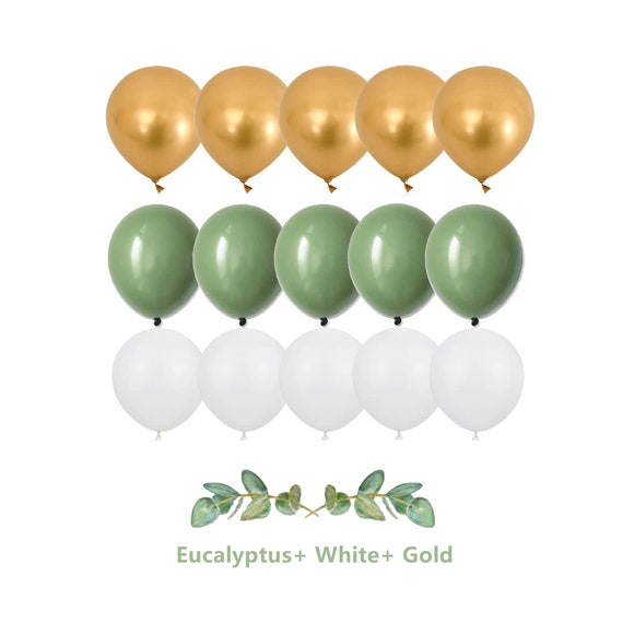 50 Mini Balloons, Sage Green Eucalyptus 5" Balloons Pack Air Only, 5 inch Balloon Mosaic Filler Birthday Baby Shower Party Decorations