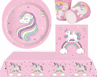 Unicorn Party Supplies Unicorn Theme Birthday Tableware Plate Cup Napkin Table Cloth Decorations