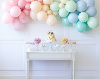 Rainbow Pastel Balloon Garland,  Pastel Balloon Arch Kit, DIY Macaron Balloons,  Baby Shower Birthday Party Decorations