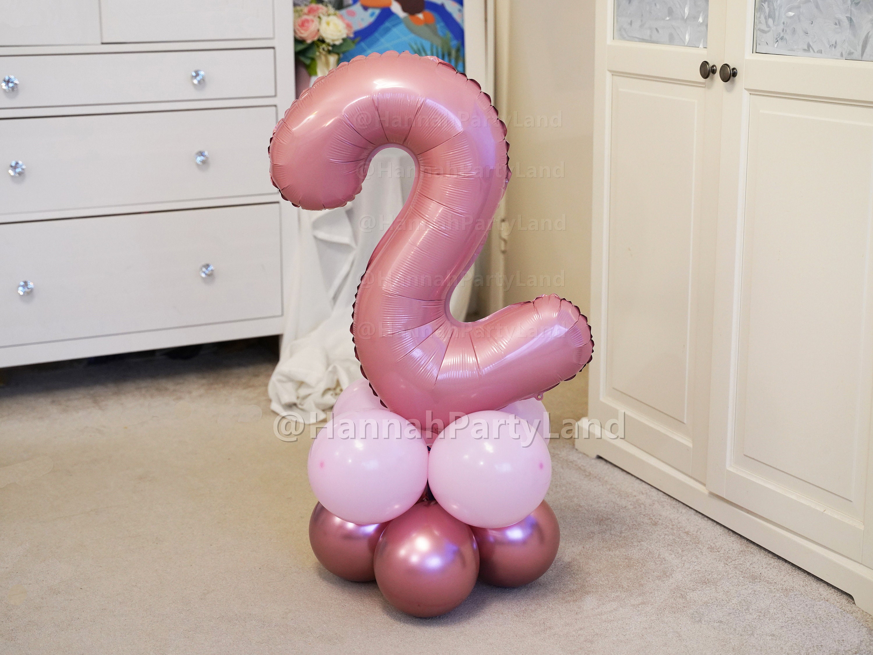 Pink Number Display Balloon Foil Stand Balloons Sculpture