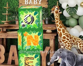 Safari One Box Green Jungle O N E 3pcs Boxes Wild One Party 1st Birthday Decorations