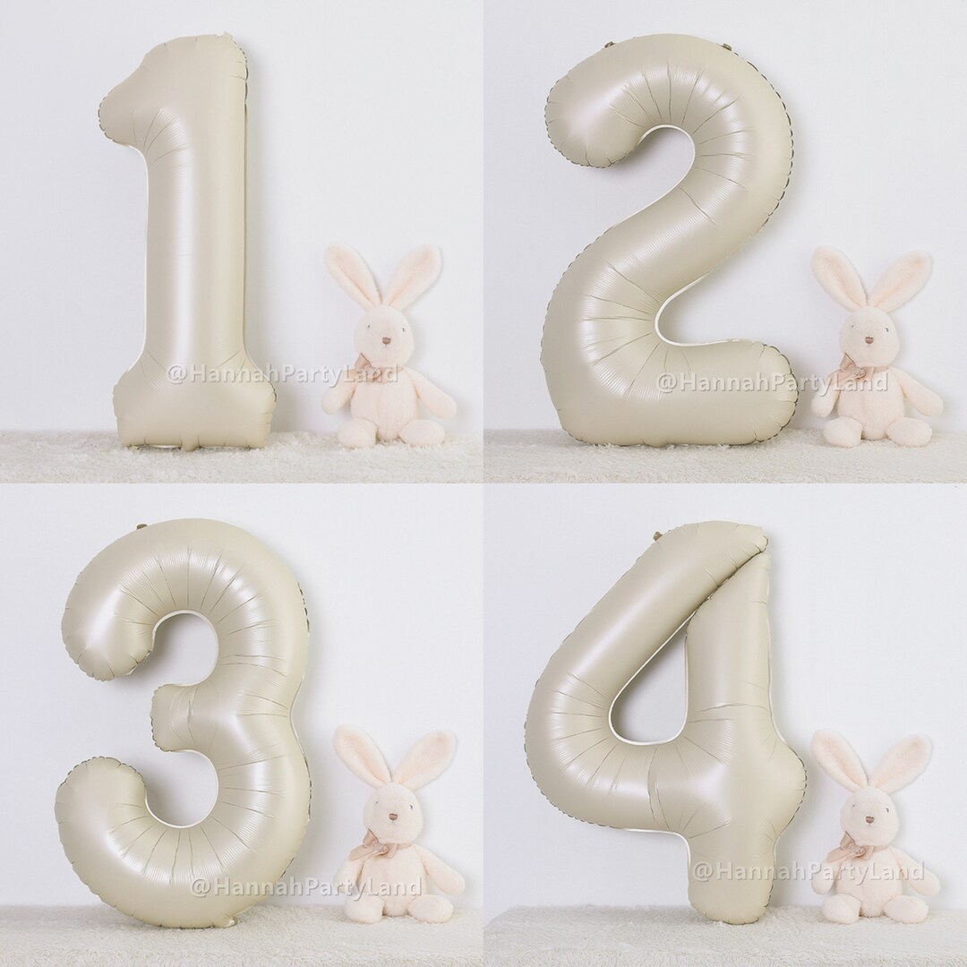 Cream Number Balloon, White Sand Number Helium or Air 40inch