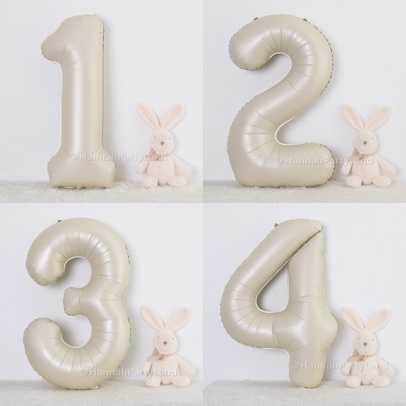 Cream Number Balloon, White Sand Number Helium or Air 40inch Balloon,  Large Foil Balloon, 1st Kids Adult 18 30 Birthday Party Decorations