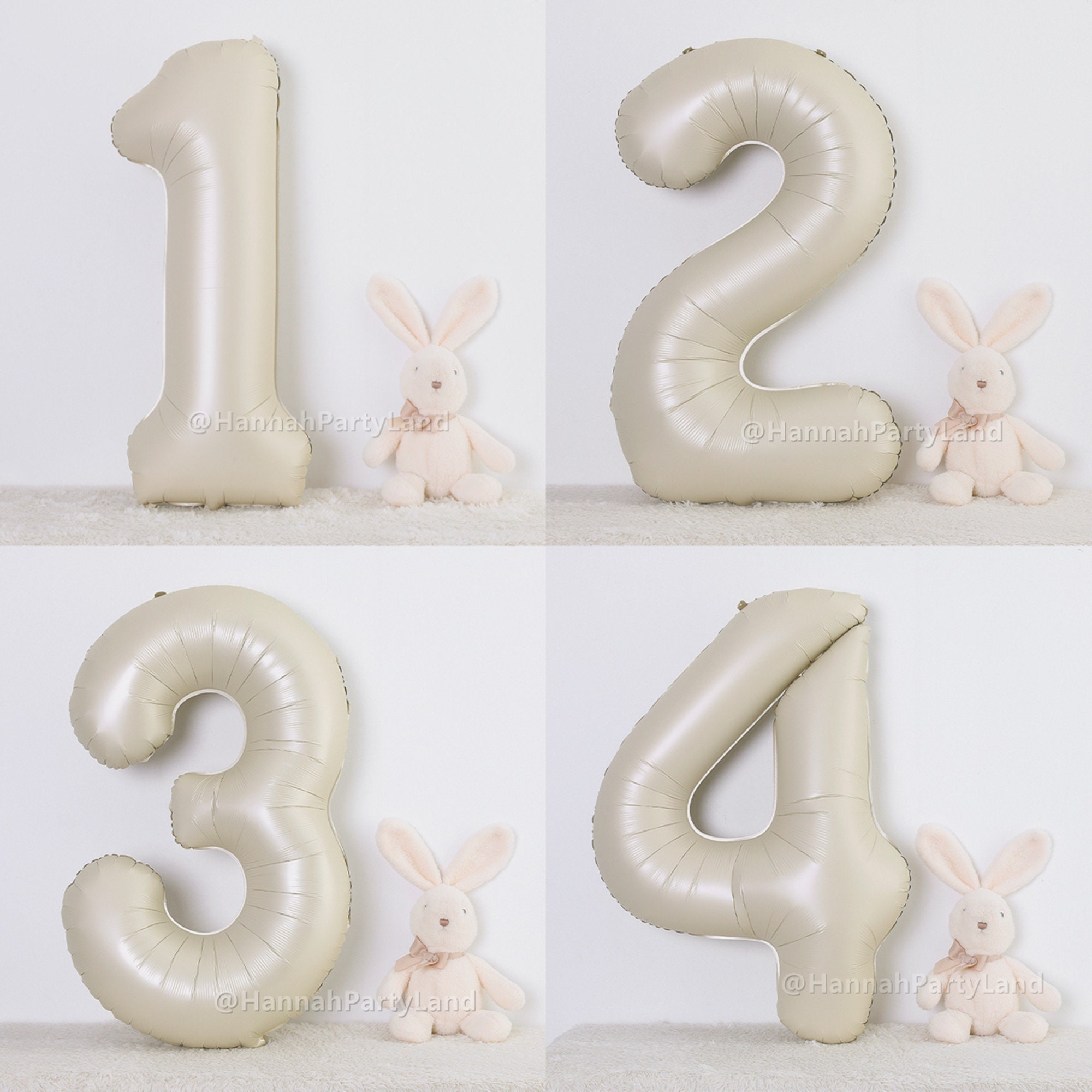 Cream Number Balloon, White Sand Number Helium or Air 40inch