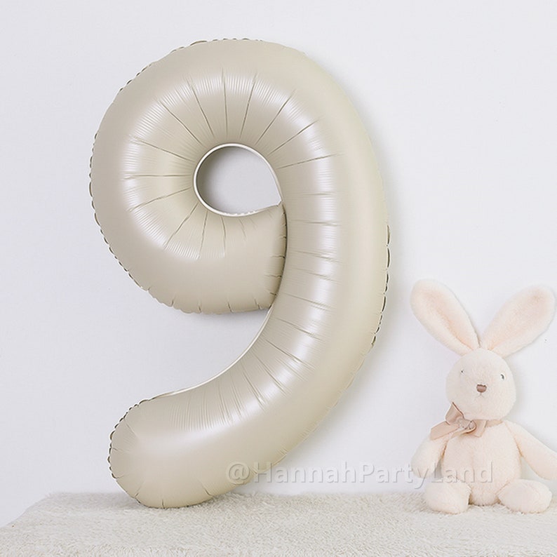 Cream Number Balloon, White Sand Number Helium or Air 40inch Balloon, Large Foil Balloon, 1st Kids Adult 18 30 Birthday Party Decorations Number 9