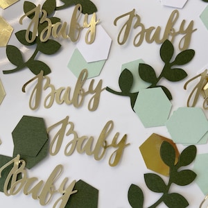 Baby Shower Confetti, Oh Baby Shower Confetti, New Mum Gold Confetti, Green Baby Shower Decorations