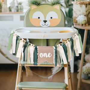 Safari Highchair Banner, Wild One 1st Birthday Jungle Banner, Sage Green Jungle Themed Party One Year Toddler 1st Birthday Decorations