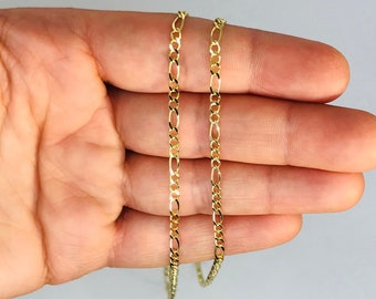 ソリッド 14k ゴールド フィガロ チェーン ネックレス 4.5 mm