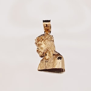 Jesus Head Pendant for Men 10K Real Gold Jesus Face Pendant 10K Jesus Head Charm Pendant Savior Pendant  40MM X 21MM Jesus Christ Pendant