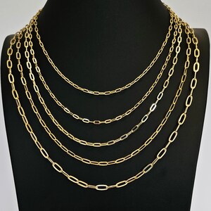 14K Gold Necklace Gold Paperclip Chain Paperclip Minimalist Gold Necklace Gold Link Necklace Luxury Necklace Layering Gold Necklace Women’s