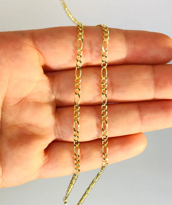 14K Yellow Gold Figaro Chain Necklace 2.6mm 7.5 Inch 22 Inch 14k