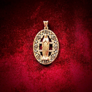 10K Gold Virgen de Guadalupe Necklace Real Gold Lady Guadalupe Pendant Virgin Mary Religious Jewelry Catholic Necklace Faith Protection