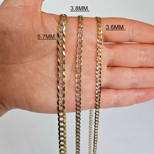 10K Gold Curb Chain Necklace 3.6mm 3.8mm 5.7mm 10k Solid Gold Chain Necklace Everydaywear Cuban Chain Necklace Gold Cuban Link Chain