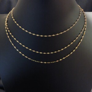 14K Gold Mirror Chain Necklace 14K Solid Gold Glitter Chain Necklace Sparkle Chain Sequin Chain Necklace Dainty Gold Necklace