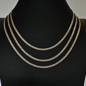 10K Flat Mariner Chain Necklace 3.3MM  Mariner Link Chain Necklace  Real 10k Gold  Two Tone Chain Necklaces everydaywear jewelry