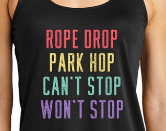 Moisture Wicking Athletic Racerback Disney Inspired Tank - Rope Drop Park Hop