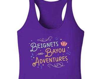 Camiseta sin mangas Beignets & Bayou Adventures: espalda deportiva que absorbe la humedad para mujer