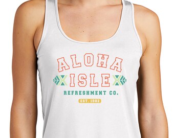 Camiseta deportiva con espalda cruzada Aloha Isle para mujer que absorbe la humedad