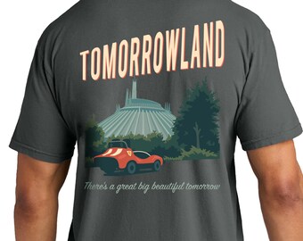 Tomorrowland - Dark Unisex Comfort Colors Heavyweight Cotton Tee - Disney Park Inspired Shirt - Magic Kingdom Space Mountain Speedway