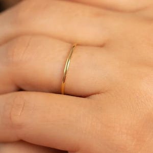 Ultra Thin 14k Solid Gold Stacking Ring – Delicate, Skinny, Minimalist, Stackable, 1.00mm