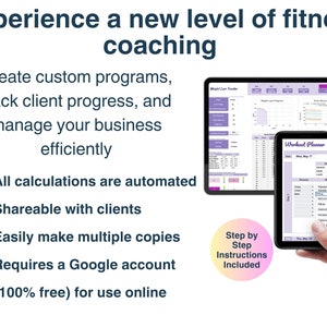 Modèle d'entraîneur personnel, suivi des clients, plan d'entraînement imprimable, suivi de la perte de poids et de l'exercice pour instructeur de fitness, coach en bien-être image 2