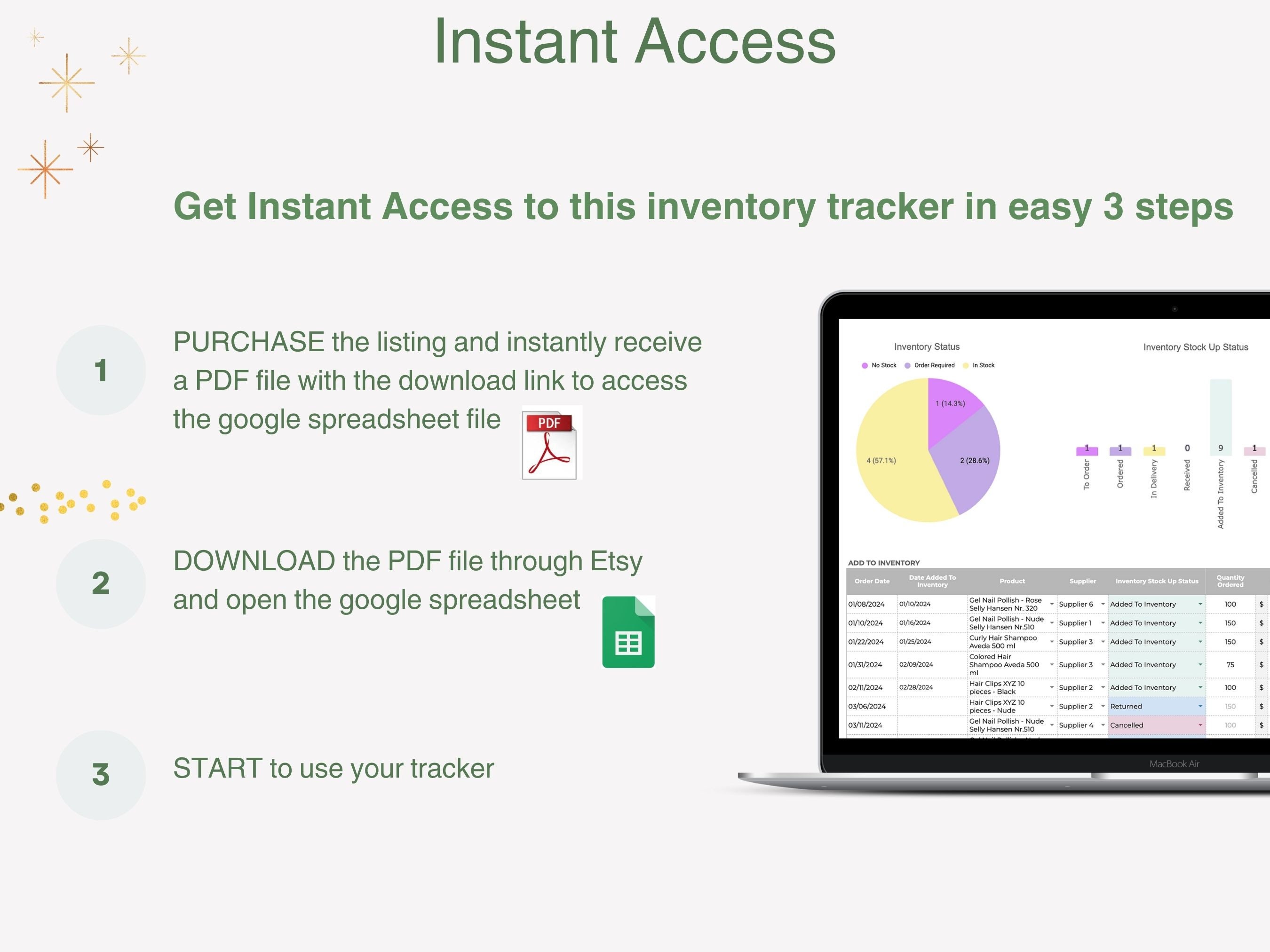 Beauty Business Inventory Tracker Google Sheets Template for Hair ...