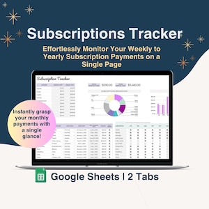 Subscription Tracker: Google Sheets Template (Digital Download)